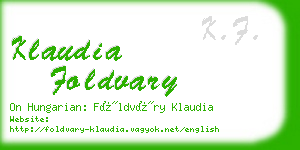 klaudia foldvary business card